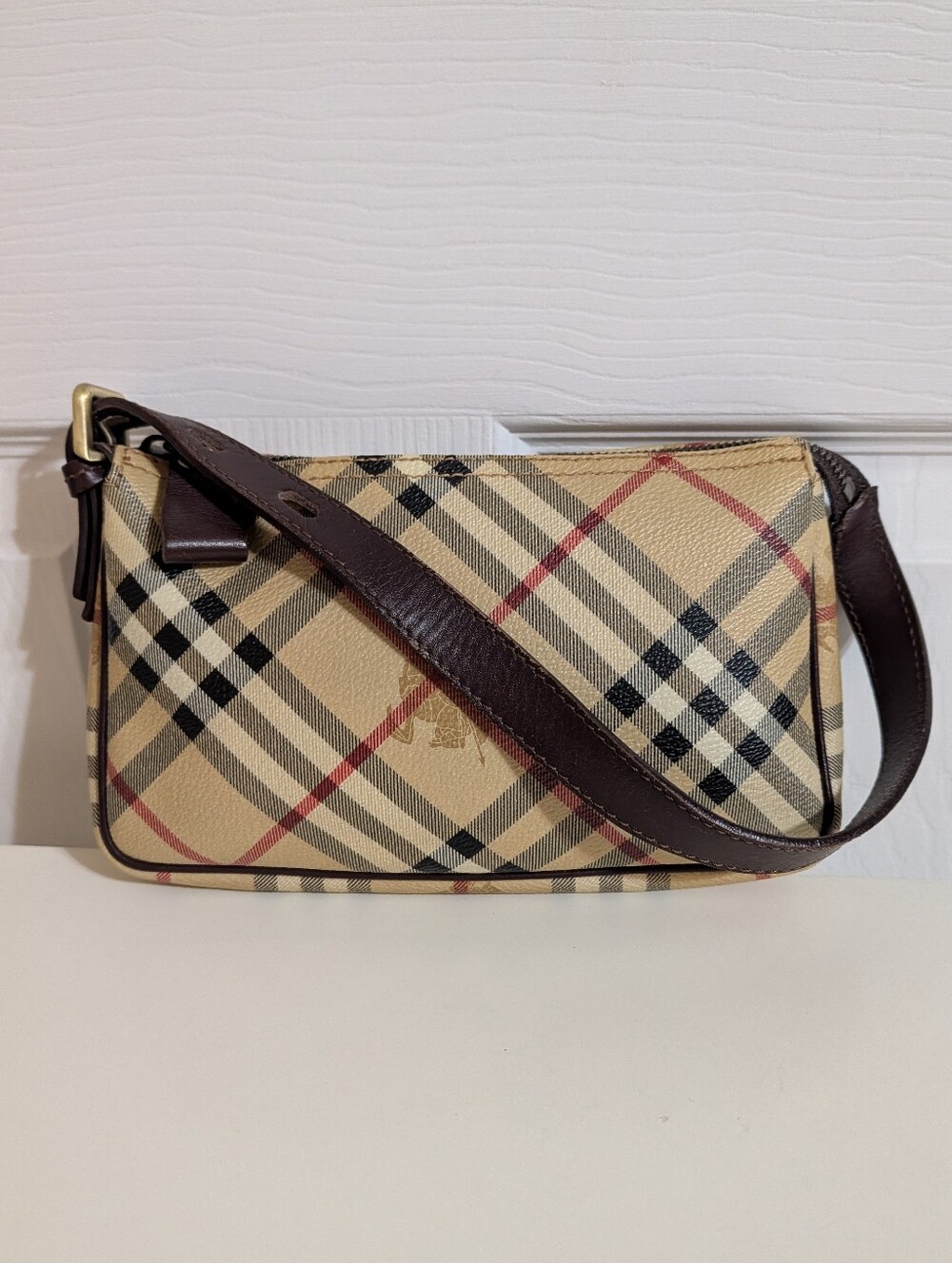 Burberry Beige Black Red Classic Check Shoulder Bag